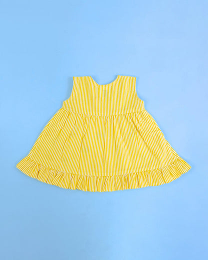 Keebee Yellow Kimono Dress-Striped-Watermelon Embroidered-Organic Cotton-For Infants