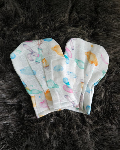 Keebee Multicolor Mittens-Bunny with Balloons-Organic Cotton-For Infants