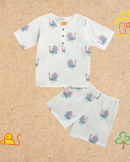Mouse in The House T-shirt & Shorts Set-The Majestic Peacock-Cotton-For Infants
