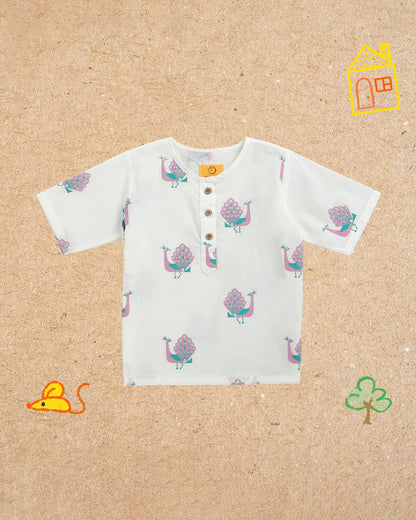 Mouse in The House T-shirt & Shorts Set-The Majestic Peacock-Cotton-For Infants