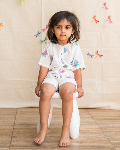 Mouse in The House T-shirt & Shorts Set-The Majestic Peacock-Cotton-For Infants