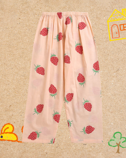 Mouse in The House Peach Nightsuit-A Fresh Strawberry-Cotton-For Infants