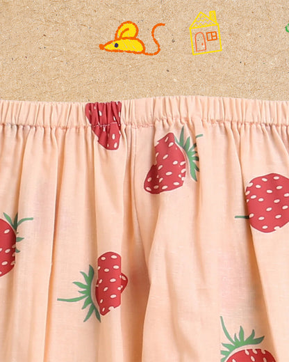 Mouse in The House Peach Nightsuit-A Fresh Strawberry-Cotton-For Infants