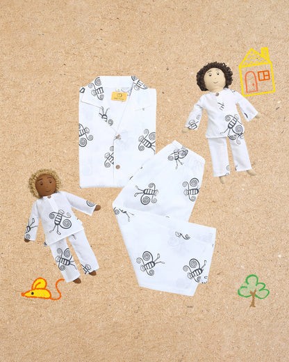 Mouse in The House White Nightsuit-A swinging Monkey-Cotton-For Infants