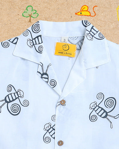 Mouse in The House White Nightsuit-A swinging Monkey-Cotton-For Infants