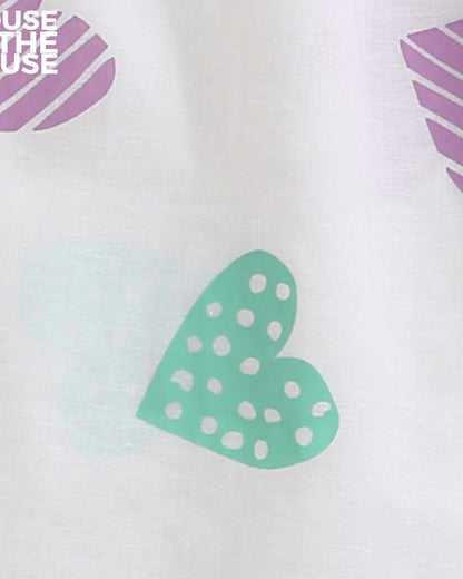 Mouse in The House White Nightsuit-Heart-Cotton-For Infants