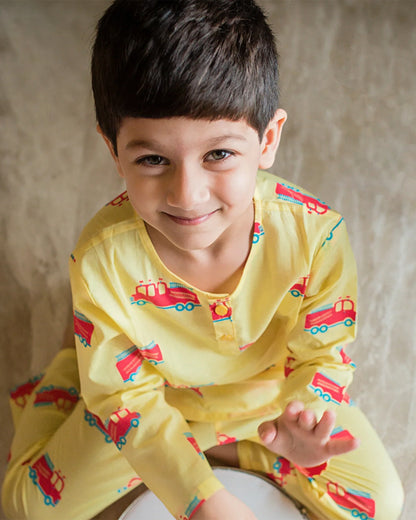 Mouse in The House Yellow Nightsuit-The Fighter Truck-For Infants
