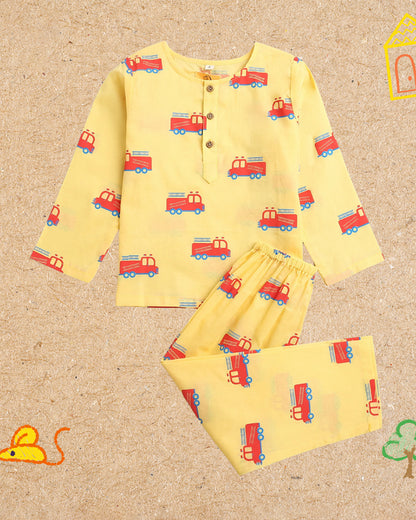 Mouse in The House Yellow Nightsuit-The Fighter Truck-For Infants