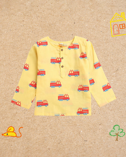 Mouse in The House Yellow Nightsuit-The Fighter Truck-For Infants