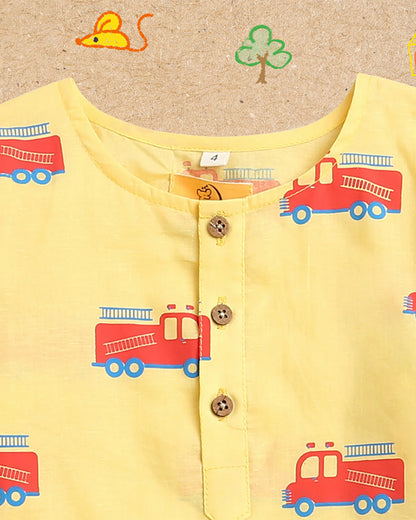 Mouse in The House Yellow Nightsuit-The Fighter Truck-For Infants