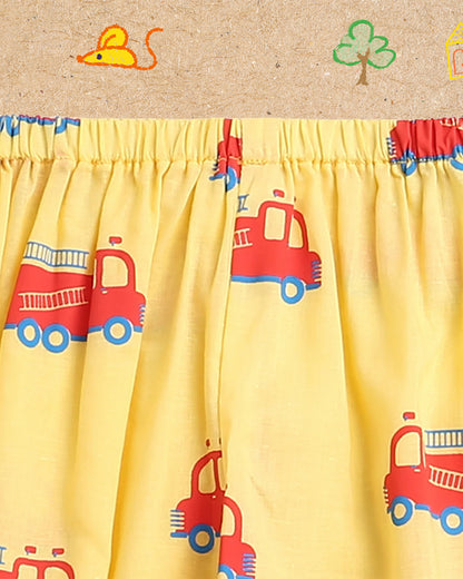 Mouse in The House Yellow Nightsuit-The Fighter Truck-For Infants