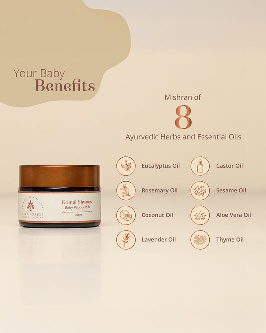 Baby Forest Komal Shwaas Cold Relief Balm-100% Natural-Plant Based Formulation-For Infants