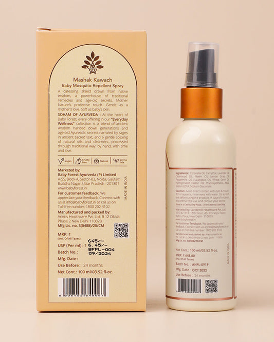Baby Forest Mashak Kawach Mosquito Repellent Spray-Ayurvedic Formula-For Infants