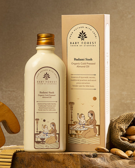 Baby Forest Badami Sneh Organic Cold Pressed Baby Almond Oil-Helps Treat Cradle Cap & Soothes Eczema