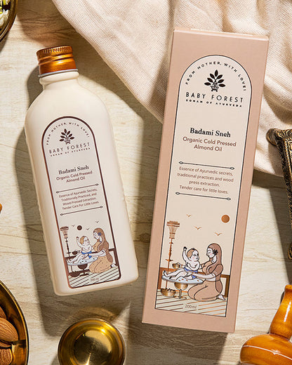 Baby Forest Badami Sneh Organic Cold Pressed Baby Almond Oil-Helps Treat Cradle Cap & Soothes Eczema