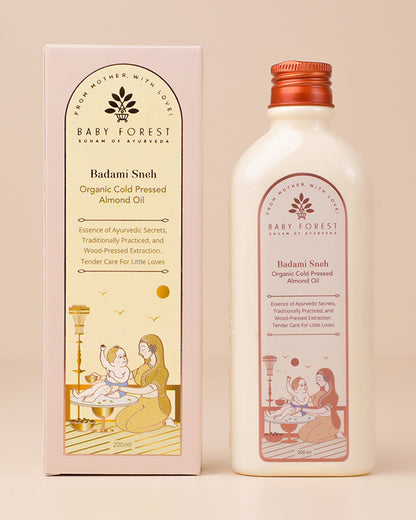 Baby Forest Badami Sneh Organic Cold Pressed Baby Almond Oil-Helps Treat Cradle Cap & Soothes Eczema