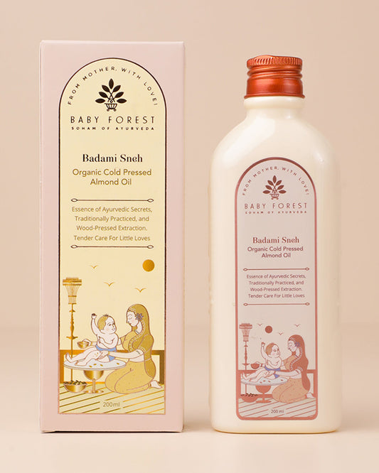 Baby Forest Badami Sneh Organic Cold Pressed Baby Almond Oil-Helps Treat Cradle Cap & Soothes Eczema