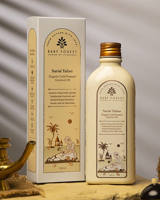 Baby Forest Narial Tailam Organic Cold Pressed Coconut Oil-Hydrates Skin, Helps Treat Chapped Lips & Strengthens Hair Roots