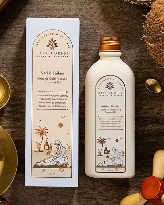 Baby Forest Narial Tailam Organic Cold Pressed Coconut Oil-Hydrates Skin, Helps Treat Chapped Lips & Strengthens Hair Roots