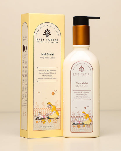 Baby Forest Moh Malai Baby Body Lotion-With Shea Butter, Almond Oil & Aloe Vera-Prevents Eczema, Soothes & Moisturizes Skin