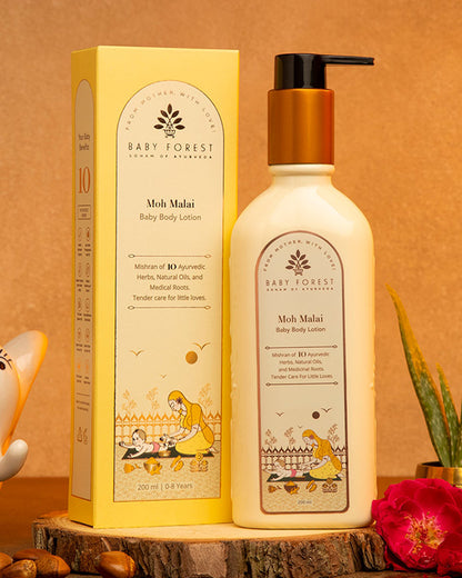 Baby Forest Moh Malai Baby Body Lotion-With Shea Butter, Almond Oil & Aloe Vera-Prevents Eczema, Soothes & Moisturizes Skin