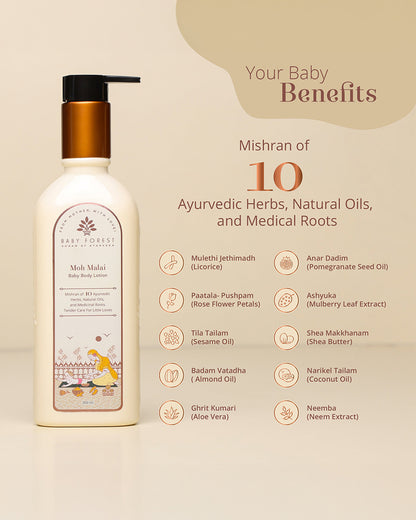 Baby Forest Moh Malai Baby Body Lotion-With Shea Butter, Almond Oil & Aloe Vera-Prevents Eczema, Soothes & Moisturizes Skin