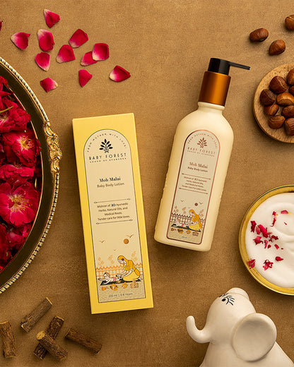 Baby Forest Moh Malai Baby Body Lotion-With Shea Butter, Almond Oil & Aloe Vera-Prevents Eczema, Soothes & Moisturizes Skin
