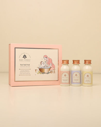 Baby Forest Tuk Tuk Potli Baby Travel Gift Set-Pack Of 3-Bathing Set For Baby Shower