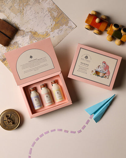 Baby Forest Tuk Tuk Potli Baby Travel Gift Set-Pack Of 3-Bathing Set For Baby Shower