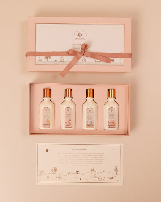 Baby Forest Maasoom Pitari Baby Travel Gift Set-Pack Of 4-Bathing Set For Baby Shower
