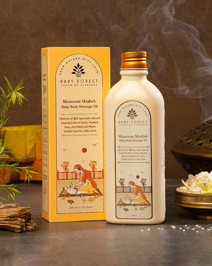 Baby Forest Maasoom Maalish Baby Body Massage Oil-With Coconut, Lavender & Olive Oil-Soothes Skin, Prevents Inflammation & Strengthens Bones & Muscles