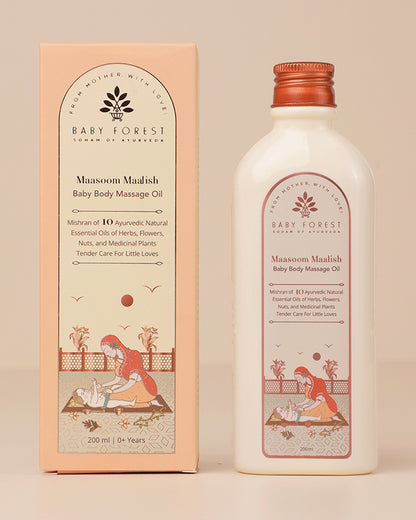 Baby Forest Maasoom Maalish Baby Body Massage Oil-With Coconut, Lavender & Olive Oil-Soothes Skin, Prevents Inflammation & Strengthens Bones & Muscles