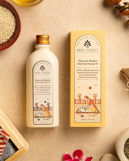 Baby Forest Maasoom Maalish Baby Body Massage Oil-With Coconut, Lavender & Olive Oil-Soothes Skin, Prevents Inflammation & Strengthens Bones & Muscles