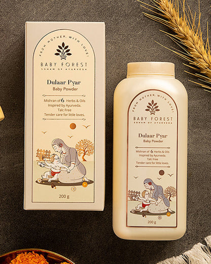 Baby Forest Dulaar Pyar Talc-Free Baby Powder-With Chamomile & Corn Starch-Treats Eczema, Soothes & Moisturizes Skin
