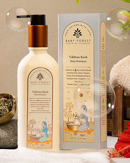 Baby Forest Nikhrae Kesh Baby Shampoo-With Aloe Vera & Coconut Oil-Prevents Rashes, Softens Scalp & Nourishes Skin