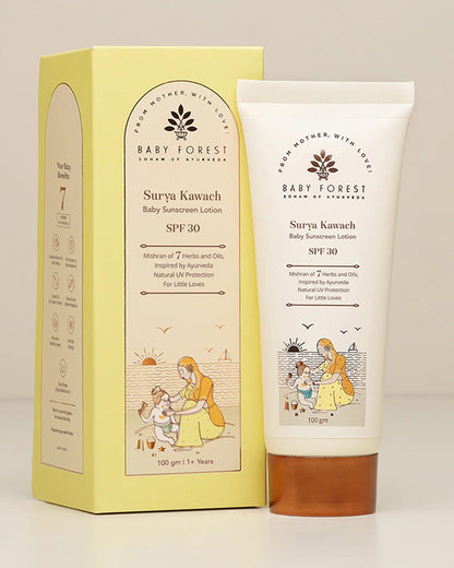 Baby Forest Surya Kawach SPF30 Baby Sunscreen Lotion-With Cocoa Butter & Aloe Vera-Prevents Dryness, Moisturizes & Hydrates Skin