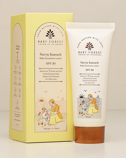 Baby Forest Surya Kawach SPF30 Baby Sunscreen Lotion-With Cocoa Butter & Aloe Vera-Prevents Dryness, Moisturizes & Hydrates Skin