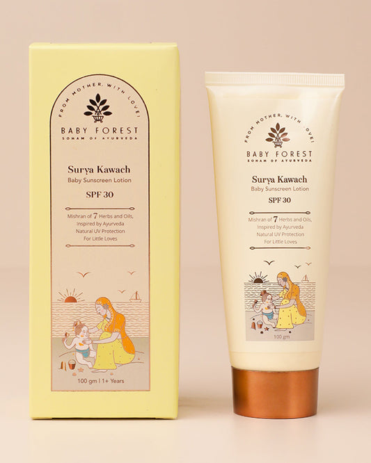Baby Forest Surya Kawach SPF30 Baby Sunscreen Lotion-With Cocoa Butter & Aloe Vera-Prevents Dryness, Moisturizes & Hydrates Skin