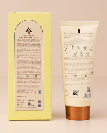 Baby Forest Surya Kawach SPF30 Baby Sunscreen Lotion-With Cocoa Butter & Aloe Vera-Prevents Dryness, Moisturizes & Hydrates Skin