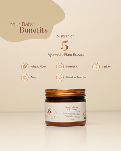 Baby Forest Somya Nikhaar Baby Loi Ubtan-With Wheat Flour & Turmeric-Soothes Inflammation, Nourishes & Brightens Skin