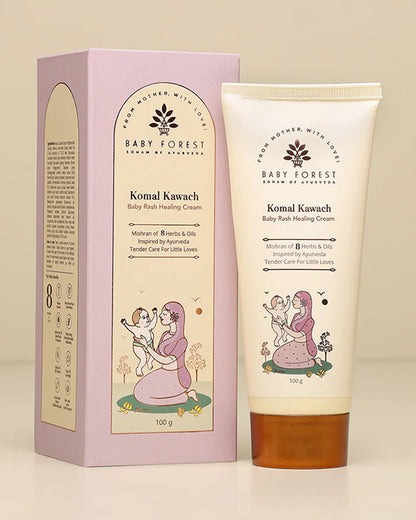 Baby Forest Komal Kawach Baby Diaper Rash Healing Cream-With Vetiver & Jojoba Oil-Nourishes & Hydrates Skin