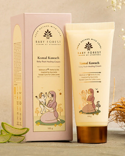 Baby Forest Komal Kawach Baby Diaper Rash Healing Cream-With Vetiver & Jojoba Oil-Nourishes & Hydrates Skin