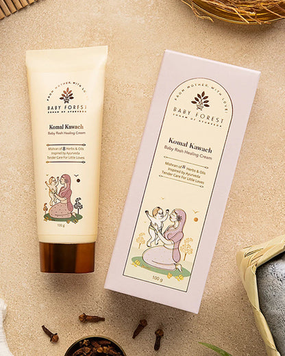 Baby Forest Komal Kawach Baby Diaper Rash Healing Cream-With Vetiver & Jojoba Oil-Nourishes & Hydrates Skin