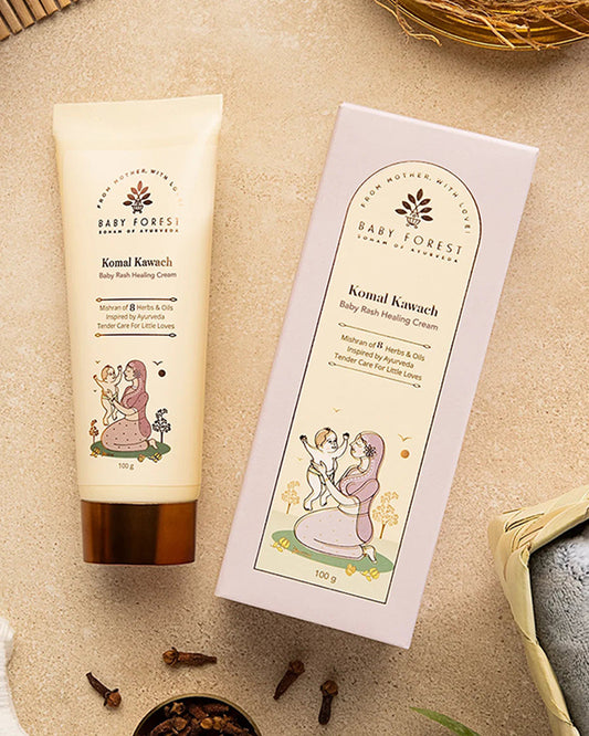 Baby Forest Komal Kawach Baby Diaper Rash Healing Cream-With Vetiver & Jojoba Oil-Nourishes & Hydrates Skin