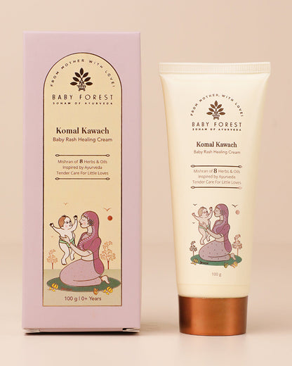 Baby Forest Komal Kawach Baby Diaper Rash Healing Cream-With Vetiver & Jojoba Oil-Nourishes & Hydrates Skin