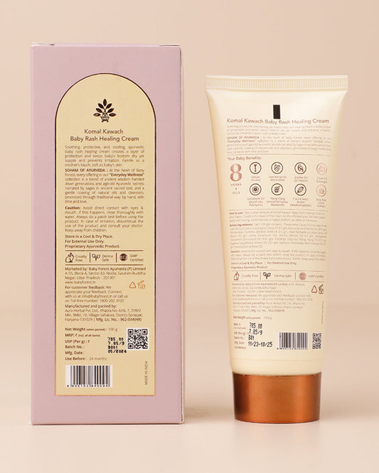 Baby Forest Komal Kawach Baby Diaper Rash Healing Cream-With Vetiver & Jojoba Oil-Nourishes & Hydrates Skin