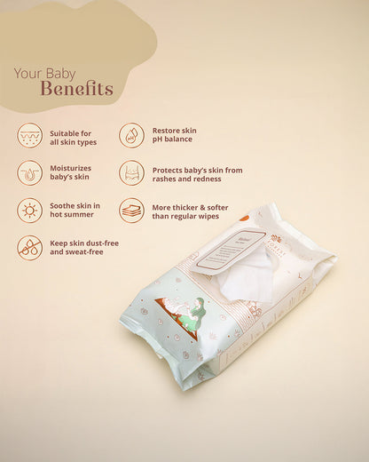 Baby Forest Mulmul Baby Wipes-With 99% Pure Water & Aloe Vera-Reduces Skin Redness & Rashes