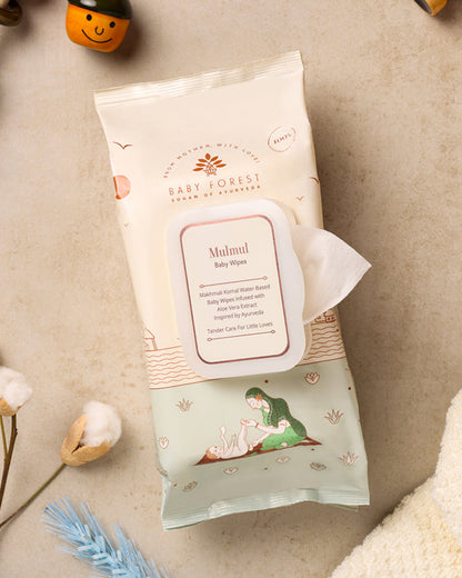 Baby Forest Mulmul Baby Wipes-With 99% Pure Water & Aloe Vera-Reduces Skin Redness & Rashes