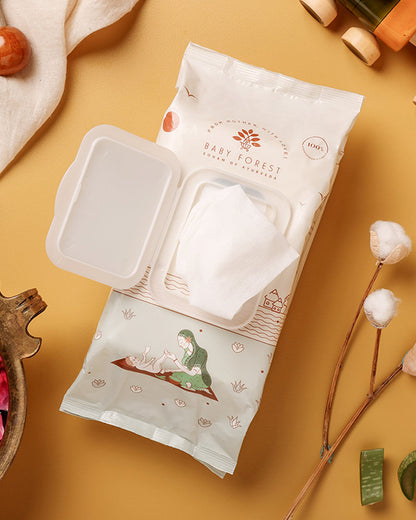 Baby Forest Mulmul Baby Wipes-With 99% Pure Water & Aloe Vera-Reduces Skin Redness & Rashes