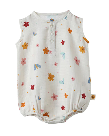 Dulaar White Romper-A World in Bloom-Organic Muslin-For Infants